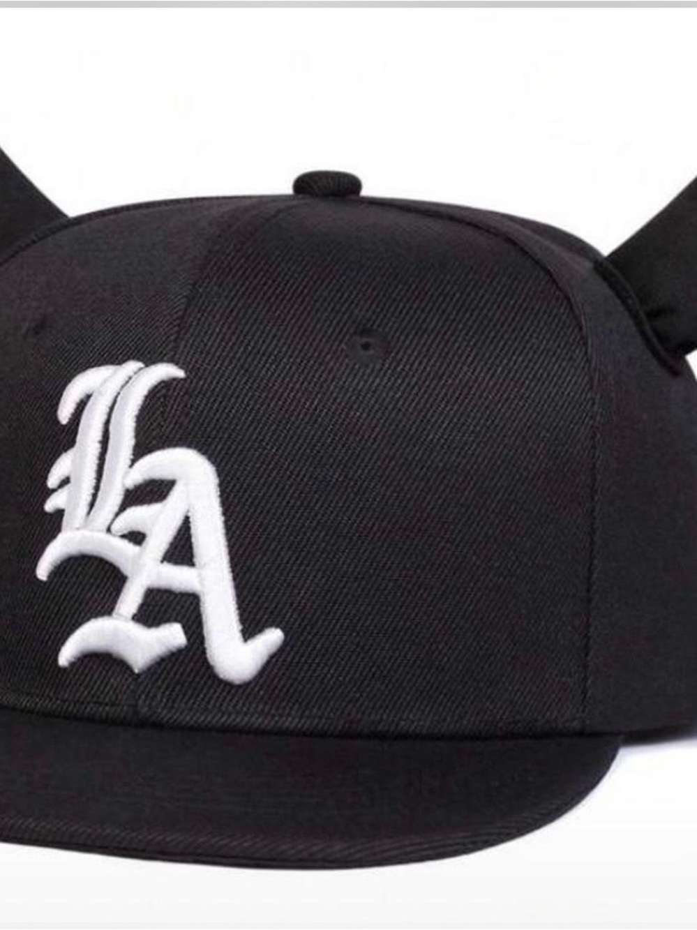 Black Baseball Cap with White LA Logo